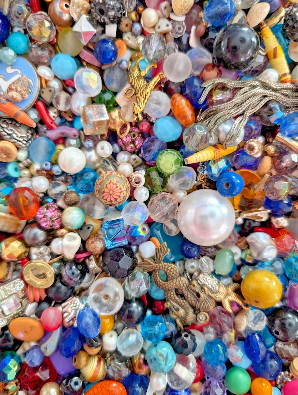 1 lb BEAD SOUP Random Mix Loose Jewelry Upcycled Craft Charms 16 oz 450 g