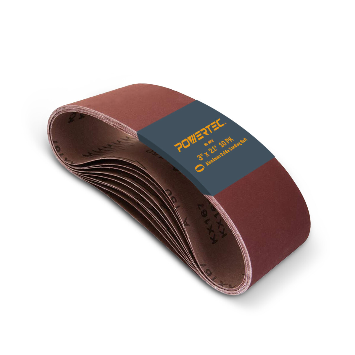 POWERTEC 3 x 21" Sanding Belt 60 Grit 10pcs Aluminum Oxide Sandpaper 110470