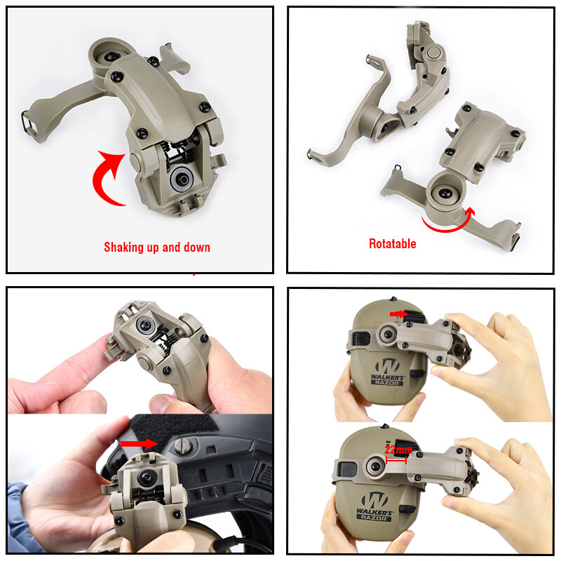 Tactical 360°Rotation Helmet Mount Adapter Headset Bracket FAST Wendy Helmets US