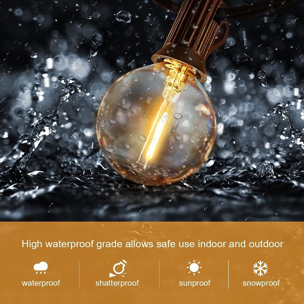 Solar String Lights - 100Ft LED Outdoor String Lights - Shatterproof, Waterproof