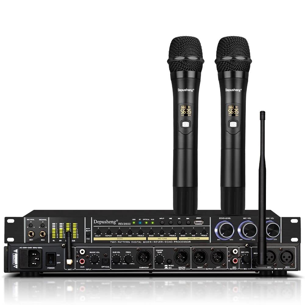 Bluetooth Karaoke Reverberator with Microphone & Anti-Howling Audio Processor