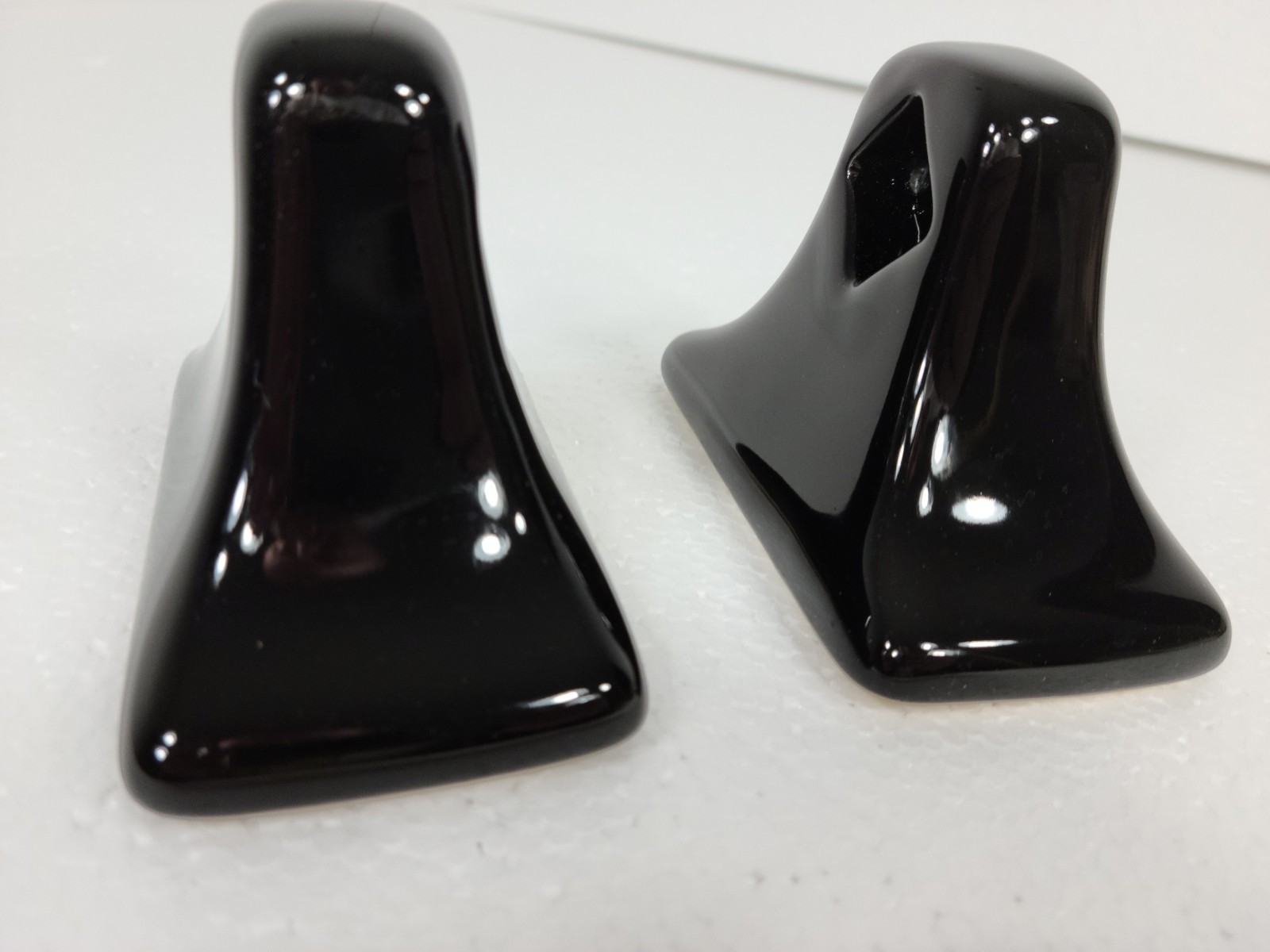 Vintage Black Ceramic Towel Bar Rod Rack Post Holders Flat Back Glue over Tile