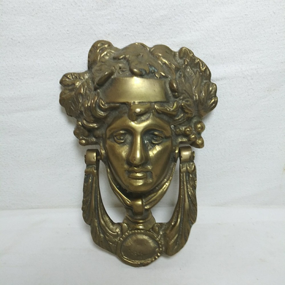 Vintage Solid Brass Large 6.75" Neo-Classical Apollo Door Knocker 2lb 10oz