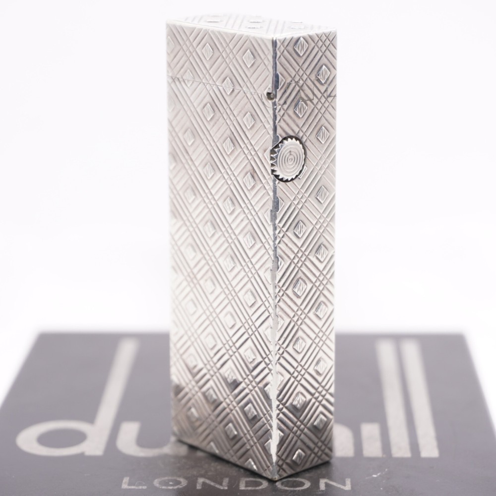 Dunhill Lighter Silver Rhombus Pattern_Ultrasonically cleaned_Working