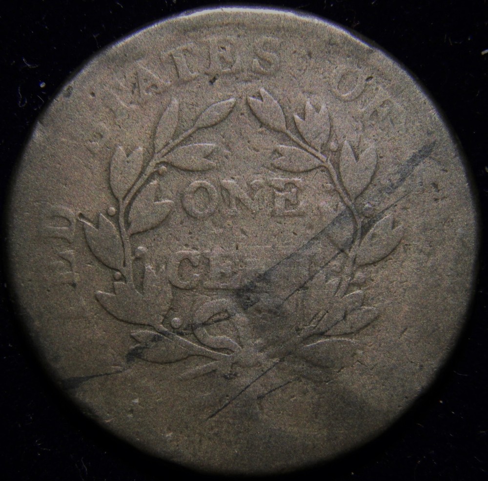 1801 DRAPED BUST LARGE CENT, LOW GRADE, STREAK ACROSS REVERSE #kf