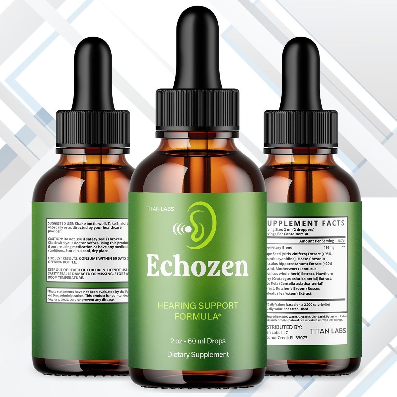 (1 Pack) Echozen Ear Health Support Drops Natural Echo Zen Vitamin 30 Servings