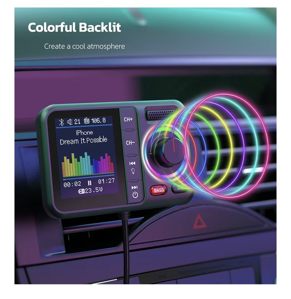 Car Wireless FM Transmitter , Hands Free, MP3 Player, Fast Charging