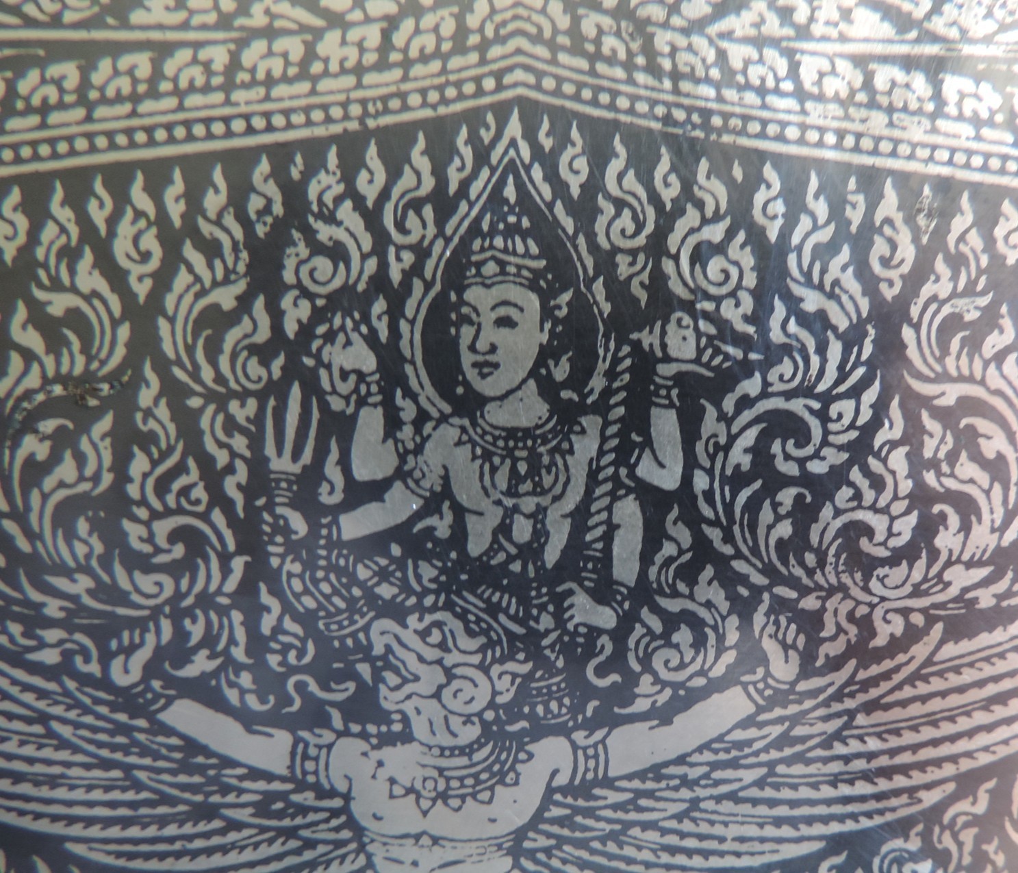 20th Century Thai Siam Sterling Silver & Niello Garuda Box, Bangkok, c.1940 503g