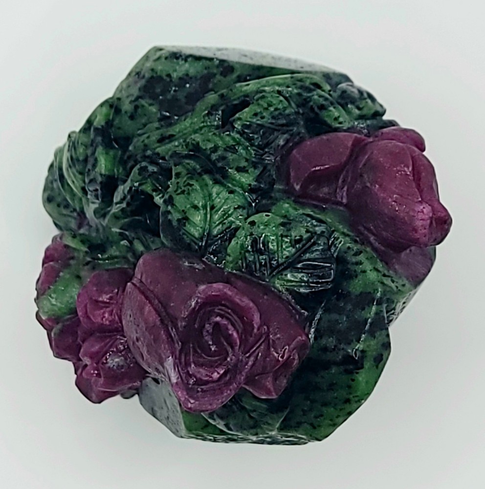 Ruby Zoisite Roses Carving- UV Reactive- WYSIWYG