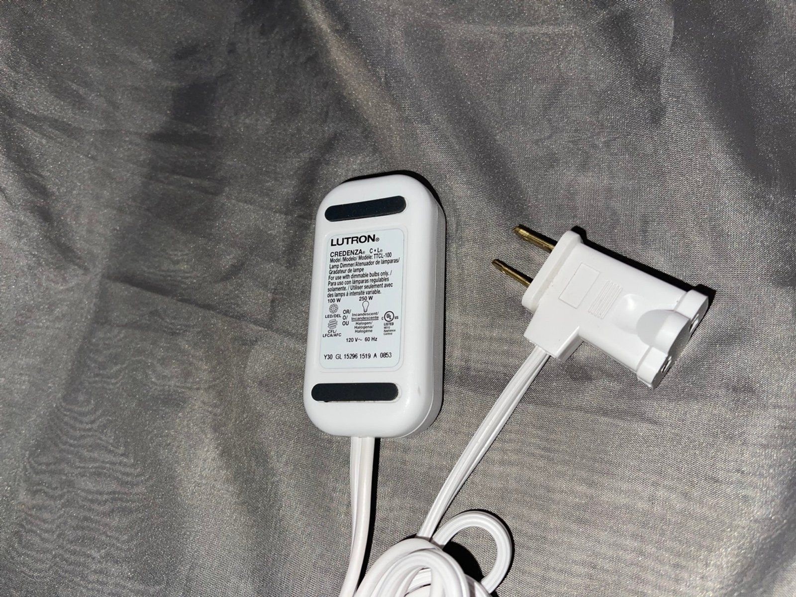 2X Lutron Credenza LED Light Dimmer Switches w/ 2-Prong US Cord TTCL-100 WHITE