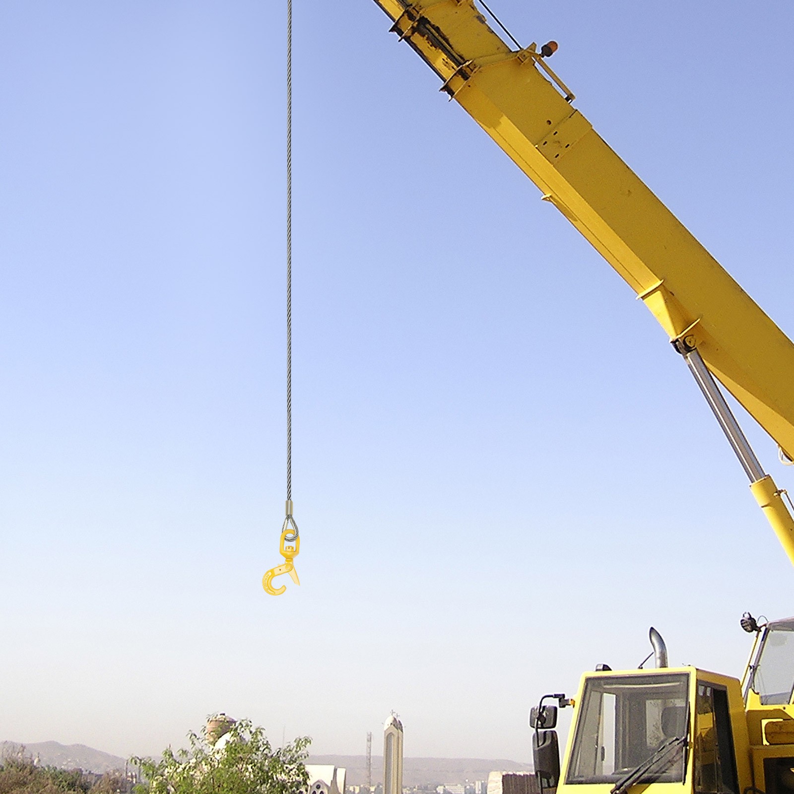 Winch Cable Carbon Steel Core Wire Rope 3/8"x150' 12566lb Self Lock Swivel Hook