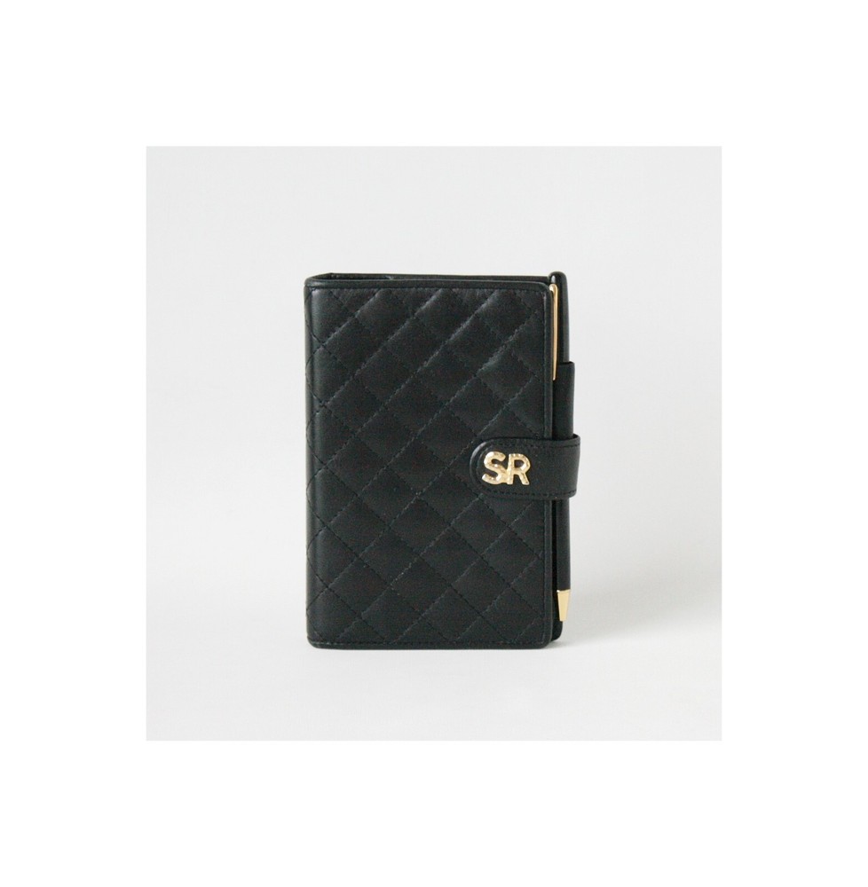 Sonia Rykiel Black Leather Quilted Planner,Note Cover