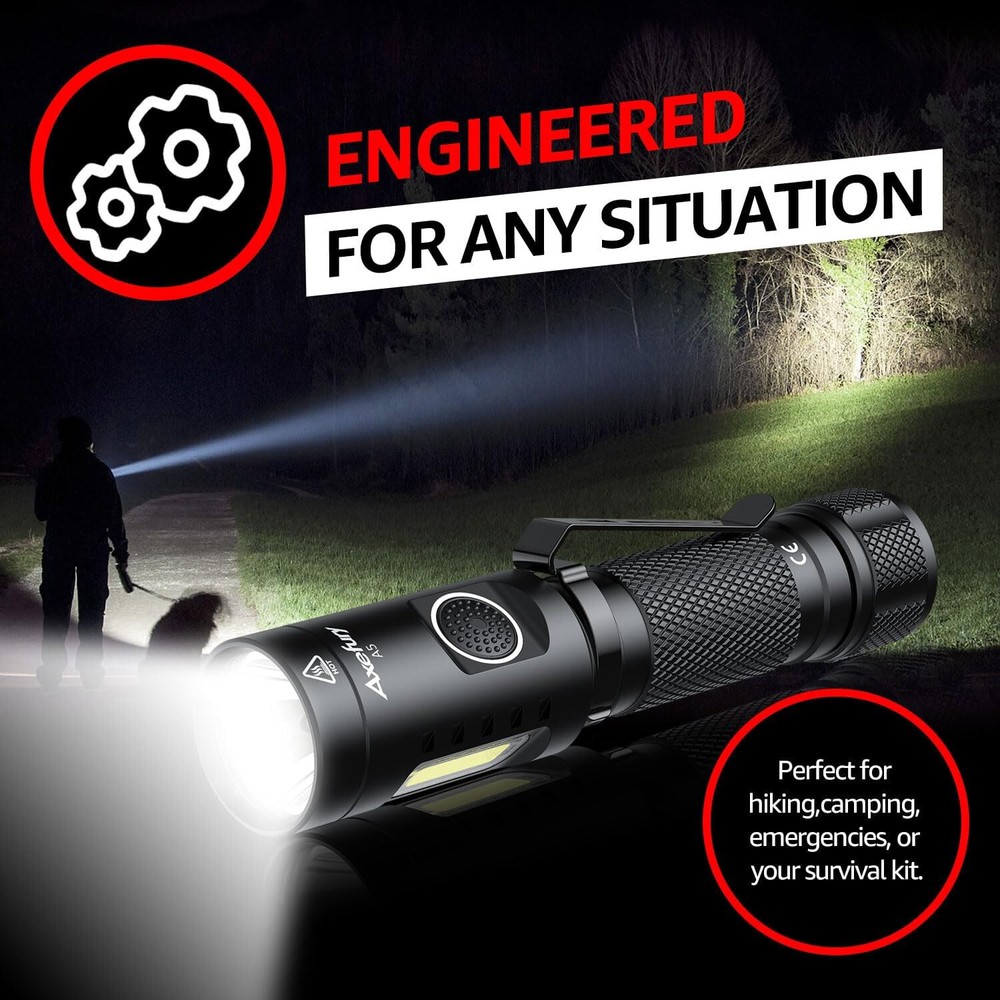 2Pack, axefury A5 Magnetic LED Flashlight, Tactical Flashlight, Cob worklight