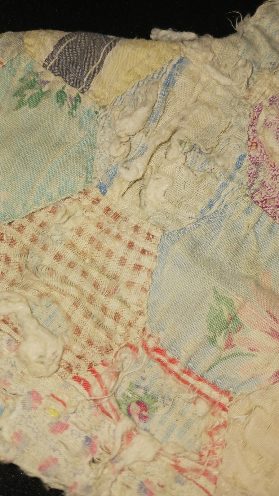 Antique Hand Stitched Quilted Christmas Stocking Flour Sack Rustic Cottage 1940s