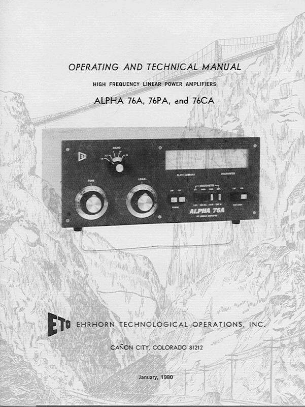 ALPHA 76A AMPLIFIER JUMBO INSTRUCTION MANUAL