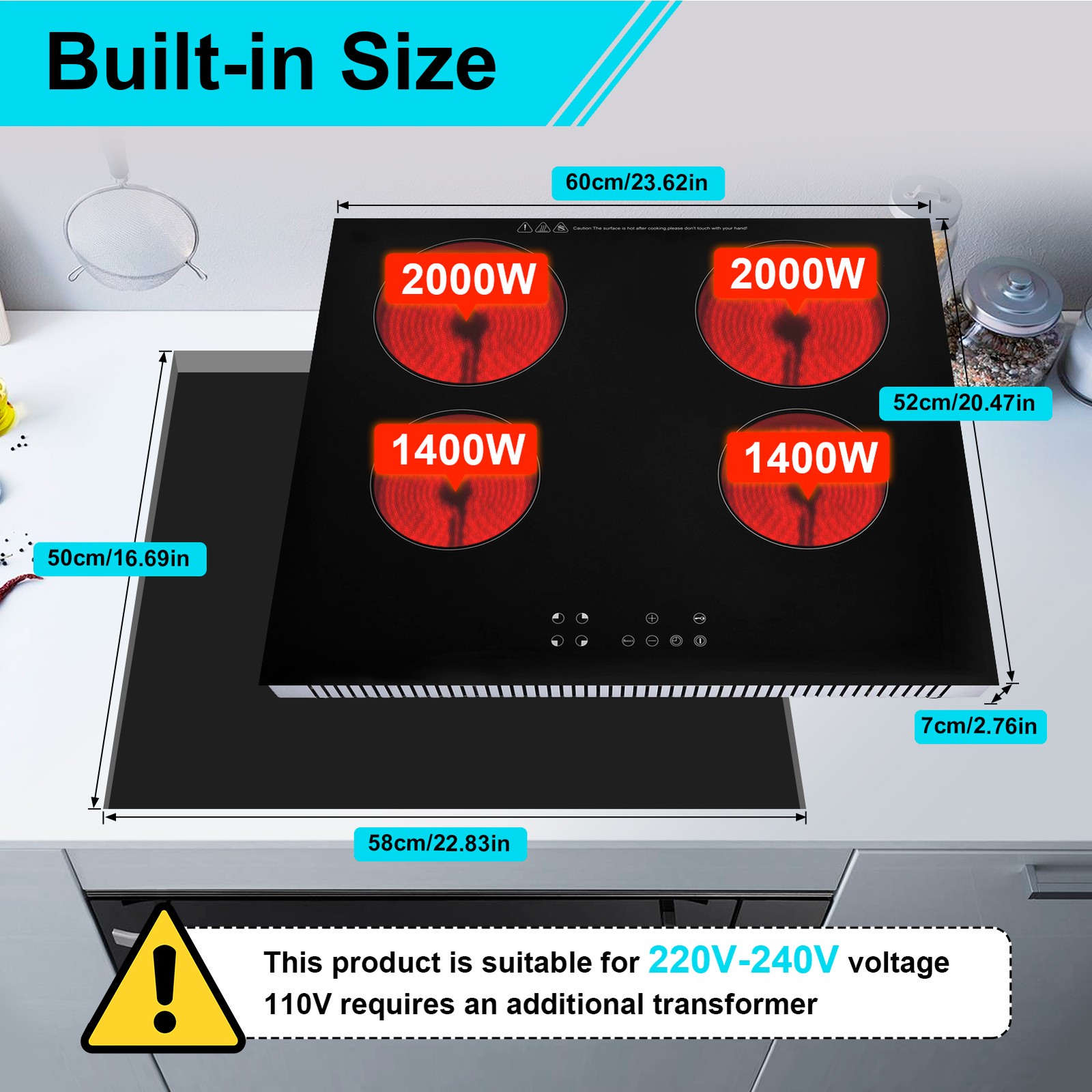 6800W Portable Induction Cooktop Countertop Four Cooker Burner Stove Hot Plate--
