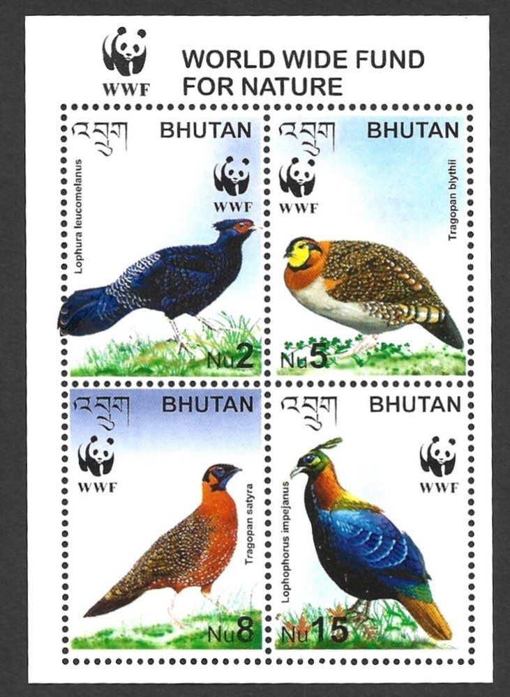 Bhutan WWF Birds MS MNH