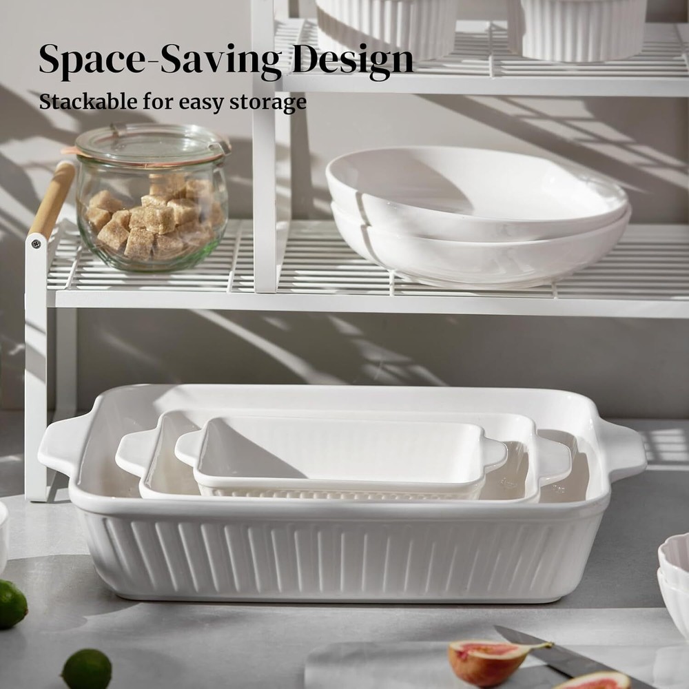 Oven Casserole, Baking Pan Set, Ceramic Bakeware 3-Piece Set