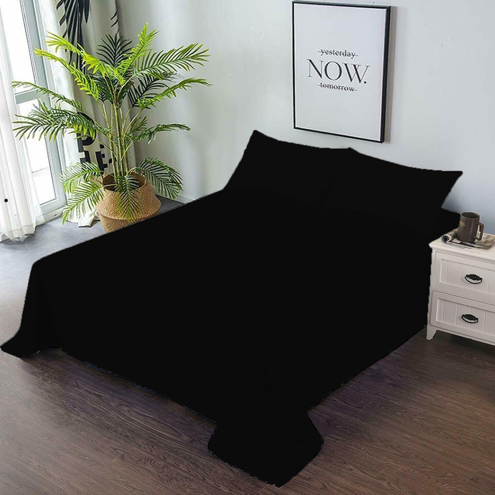 Lovely Solid Black Bedding Collection 1000/1200 TC 100% Cotton