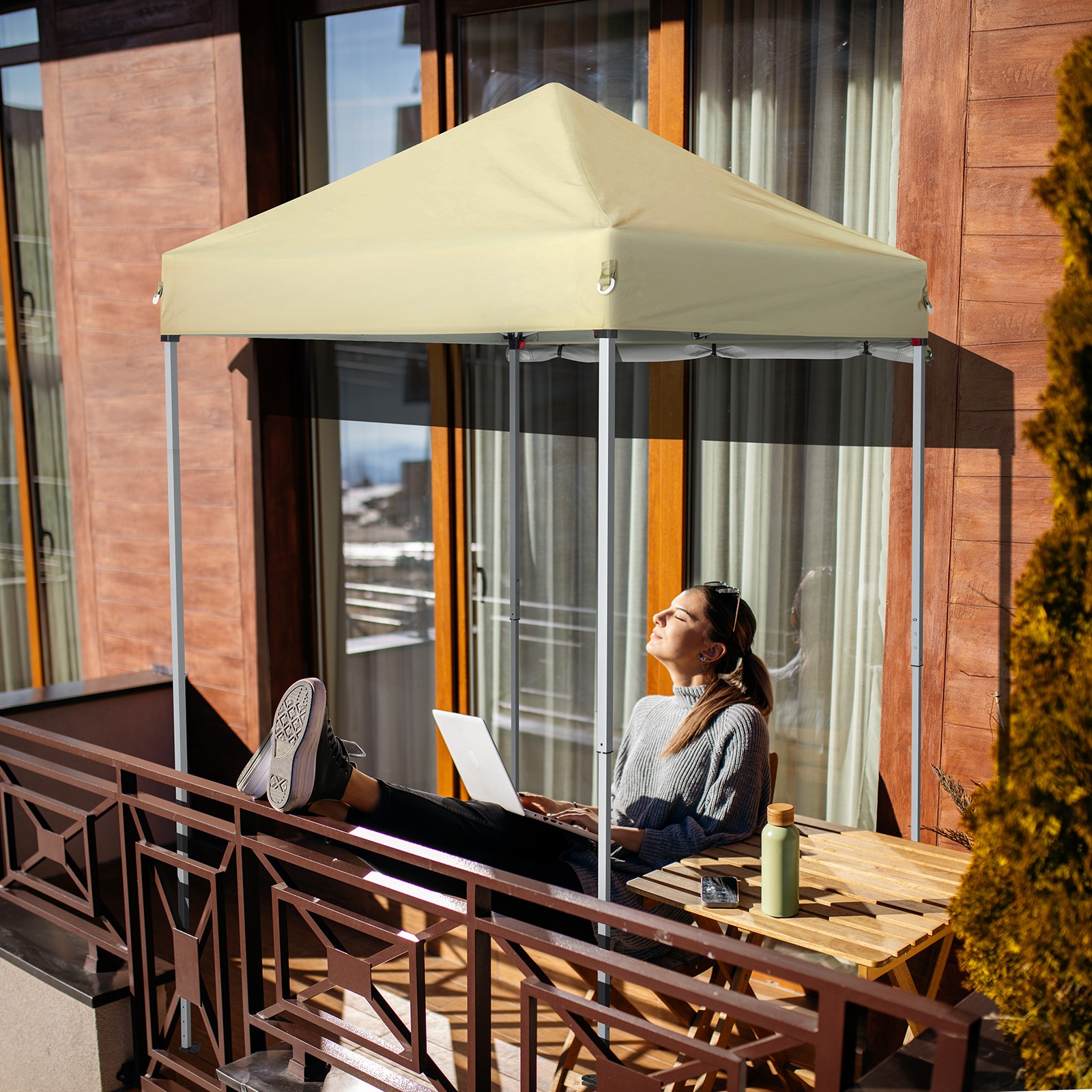 5x5ft Pop Up Canopy Tent Folding Canopy with Carry Bag,1 Sidewall