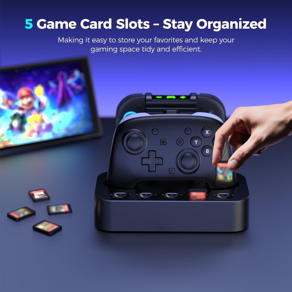 NEWDERY 2IN1 Charging Dock for Nintendo Switch 2 Pro Controller & Joycon Station