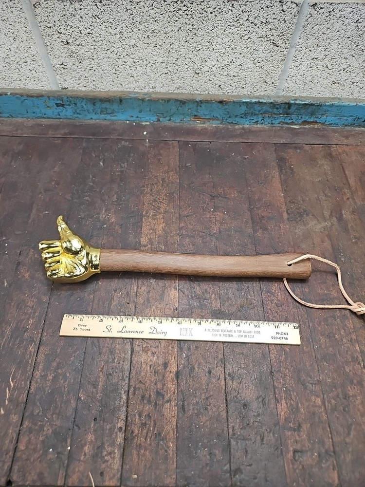 H32- Crafted 2 lb brass figural THUMBS Up Hammer