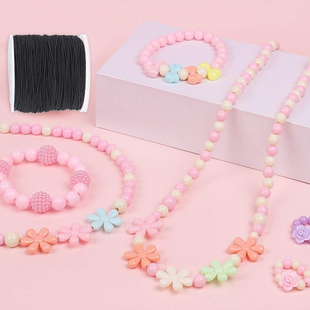 1mm Black Elastic Cord Beading Thread Stretch String for Bracelet Making