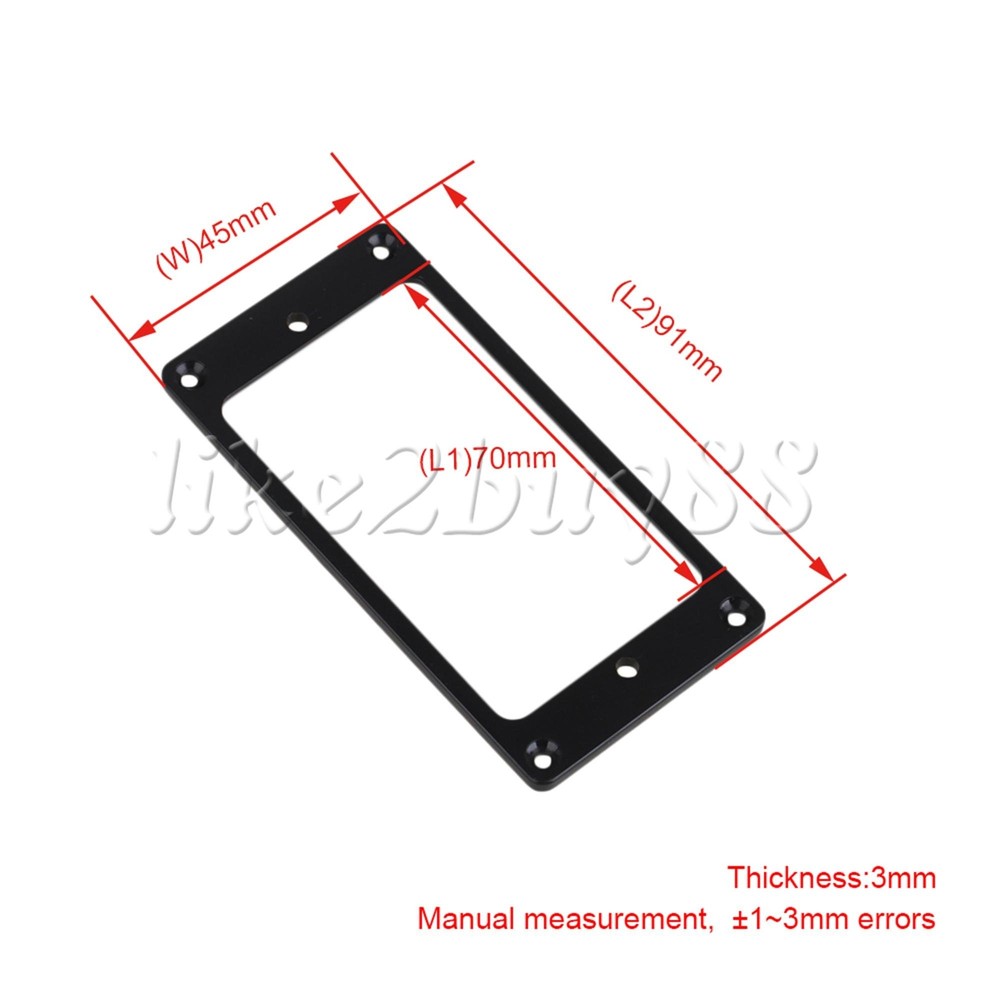 2PCS Black Guitars Bridge Pickup Frame Flat Pickup Mounting Ring Cover