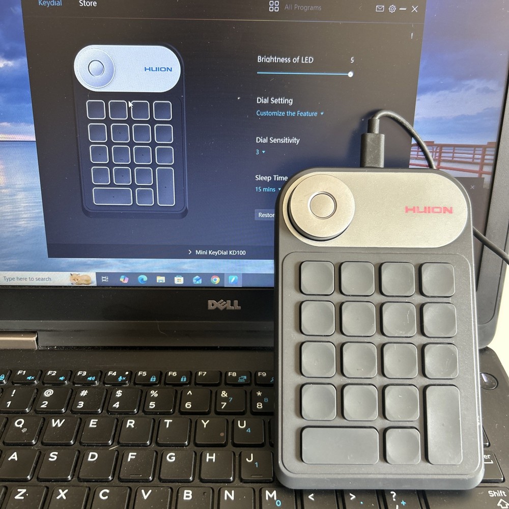 Huion Mini Keydial KD100 Shortcut Controller Dial Keyboard Tested Working