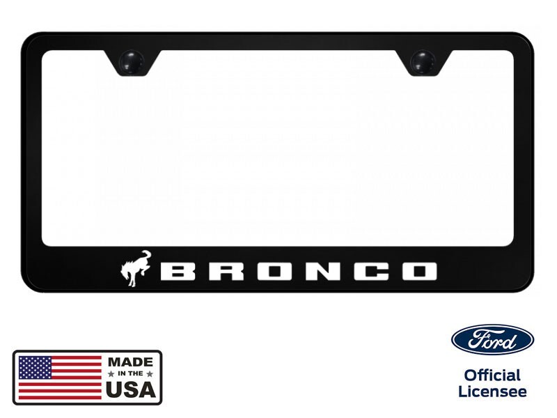 Ford Bronco Unbreakable Black Polycarbonate License Plate Frame - White