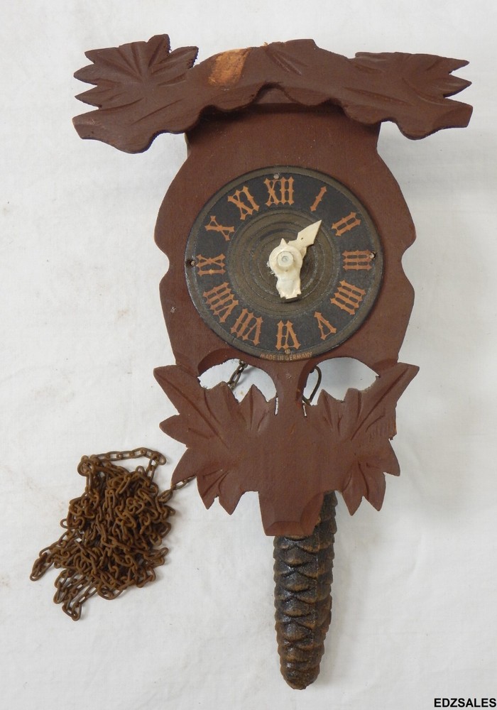 Vintage Miniature German Black Forest Style Wood Clock