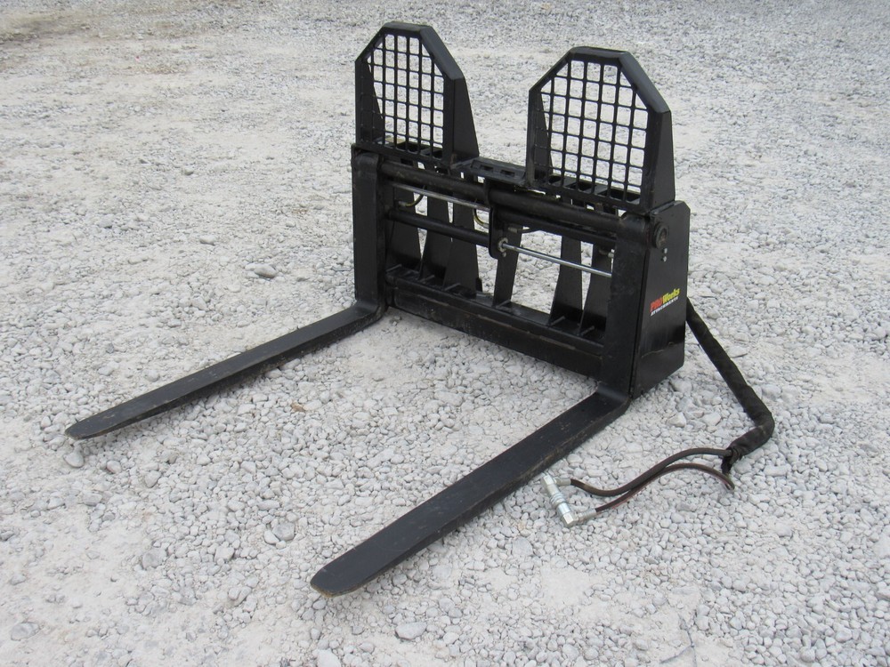 48″ Hydraulic Sliding Walk Through Pallet Fork Set Skid Steer Quick Attach