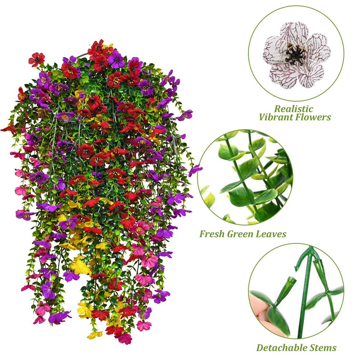 4PCS Artificial Violet Vines UV Resistant Hanging Flowers Plant In/Outdoor Decor