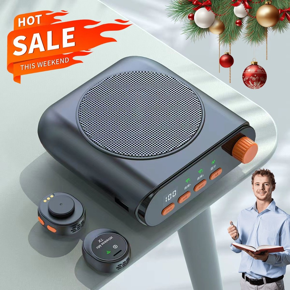 Wireless Voice Amplifier with Wireless Lavalier Microphone,Portable Speaker，J