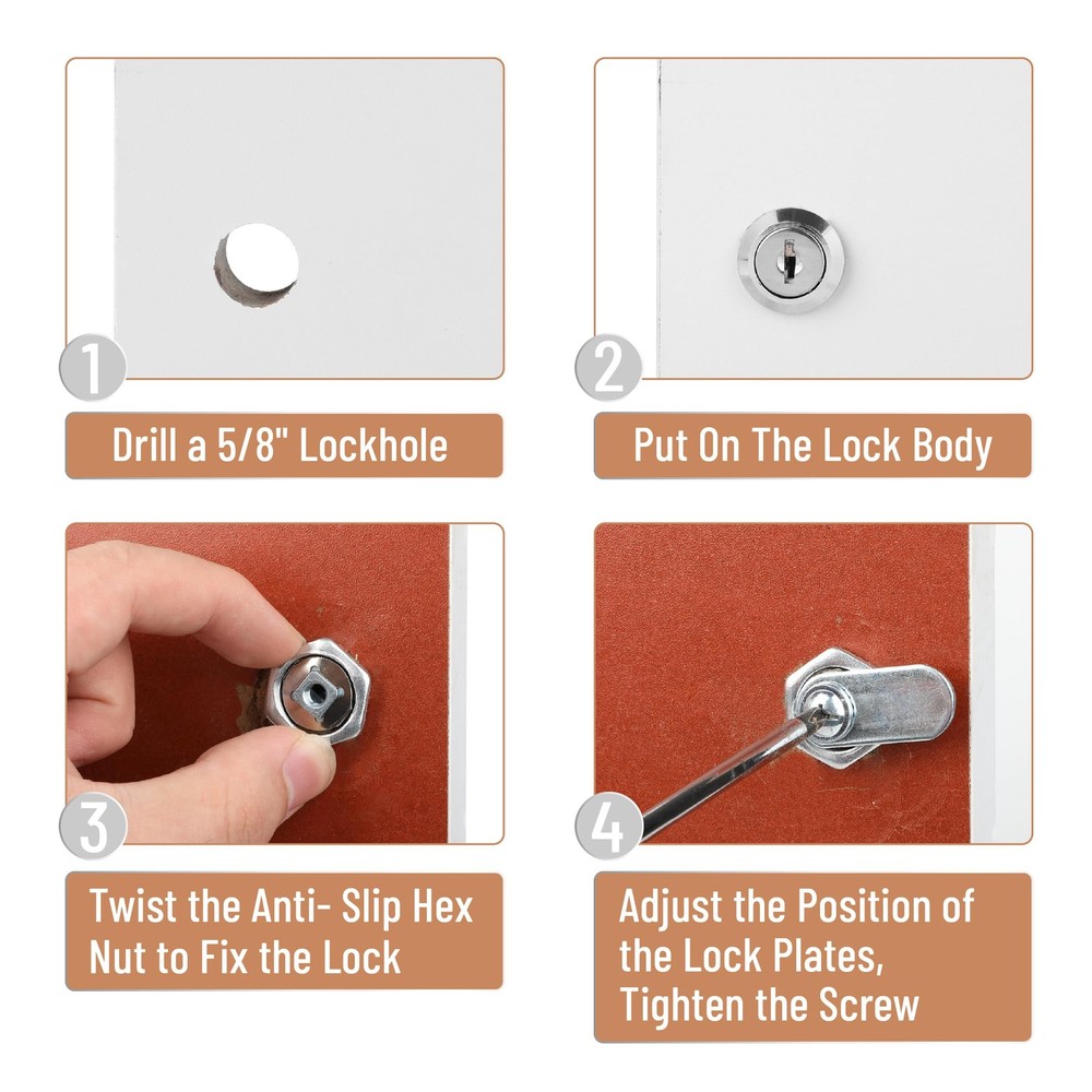 Bates- Cabinet Locks with Keys, 5/8" Long, 3 Pack, Cam for Silver