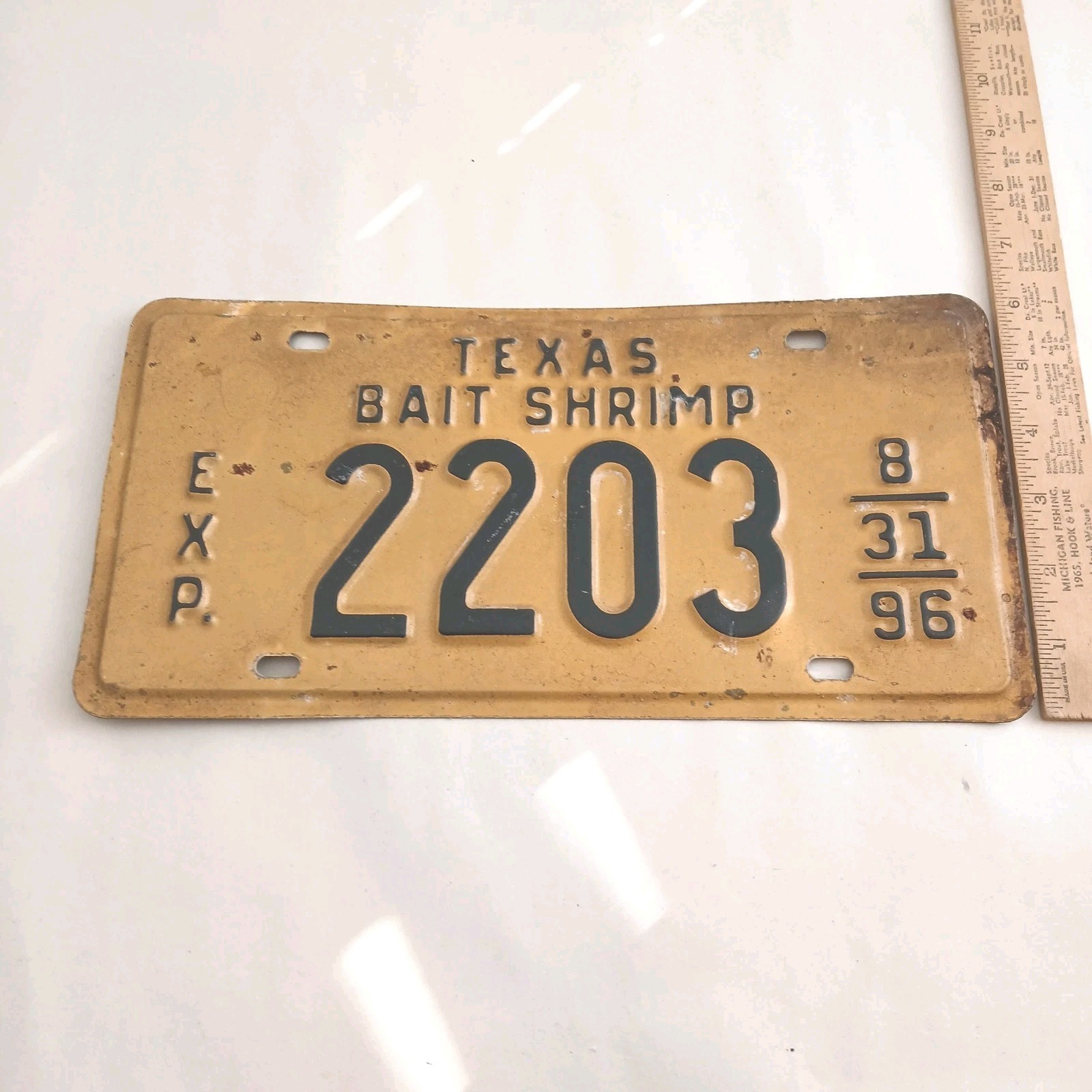 Vintage Texas Bait Shrimp Permit Nautical Boat License Plate