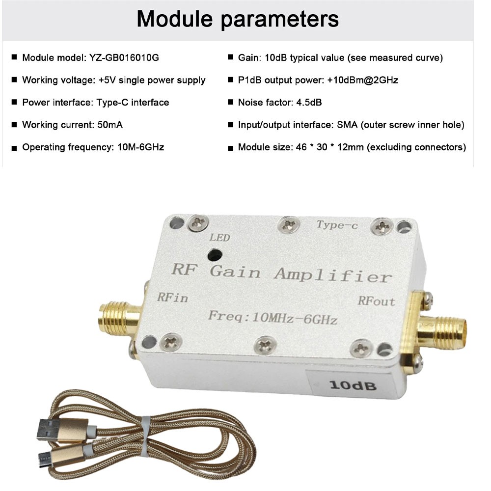 10M-6GHz RF Amplifier 10dB High Gain Driver Receiving Amplifier Module US