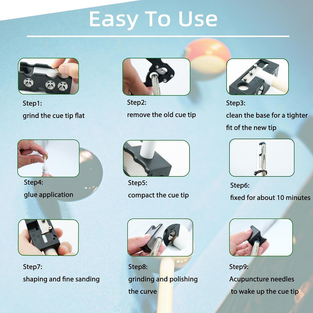 38PCS Pool Cue Tips Replacement Kit, 13Mm Pool Stick Tips Replacement Kit Billia