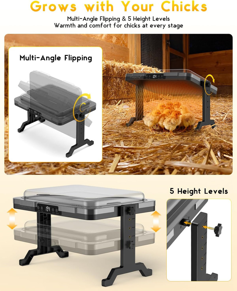 Brooder Heat Plate for Chicks, Magicfly 200W Adjustable Chicken Coop Heater with