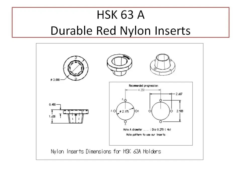 HSK 100A, HSK 100C , Durable Red Nylon CNC Inserts , 25 pcs