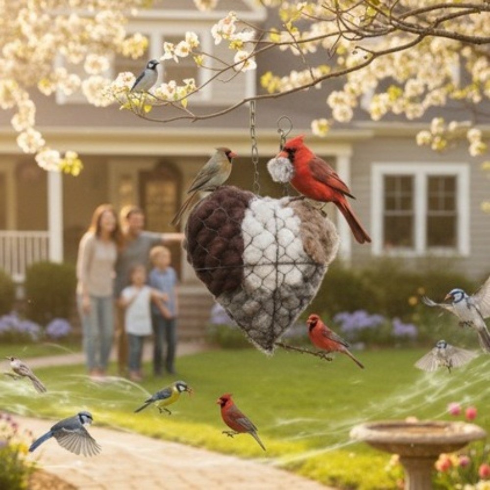 Heart Shape Alpaca Fiber Bird Nesting Heart Outside Gifts