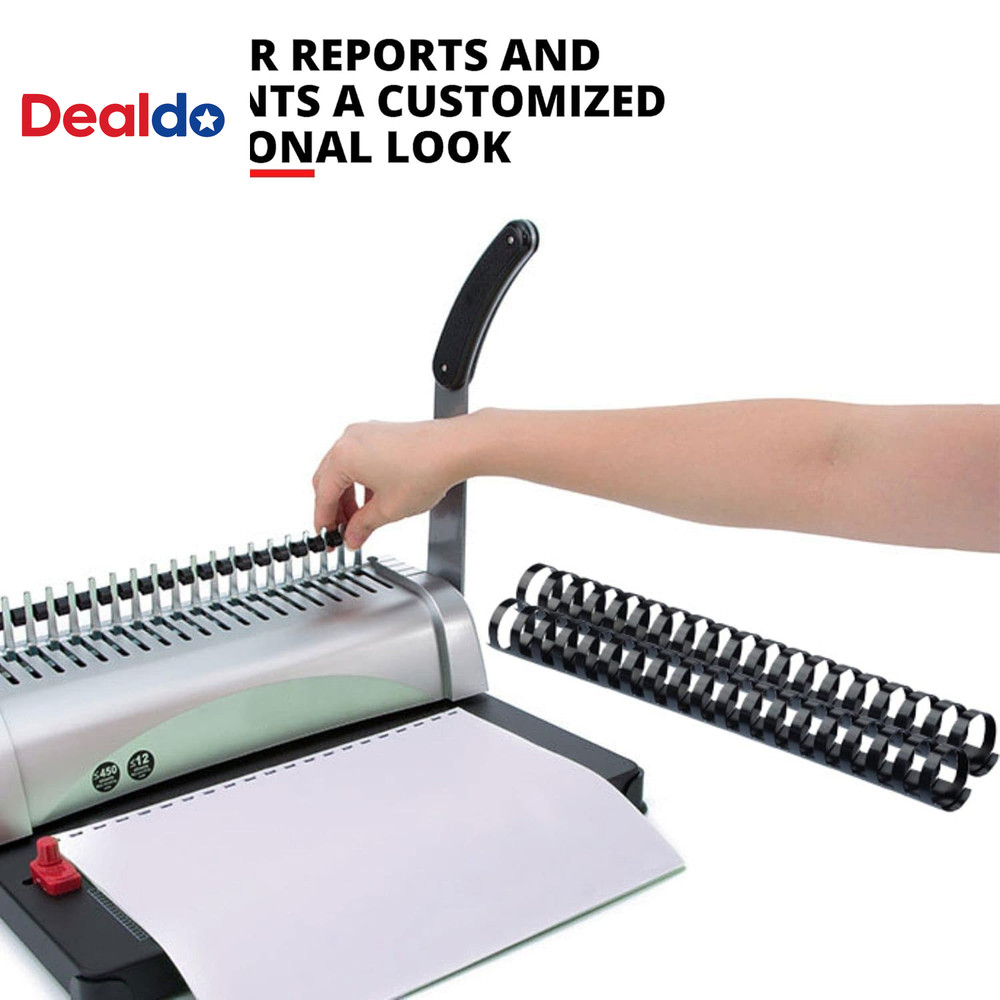 Binding Combs - 100 Pack, 3/4" Diameter, 10.75" Overall Length, Black Plastic Bi