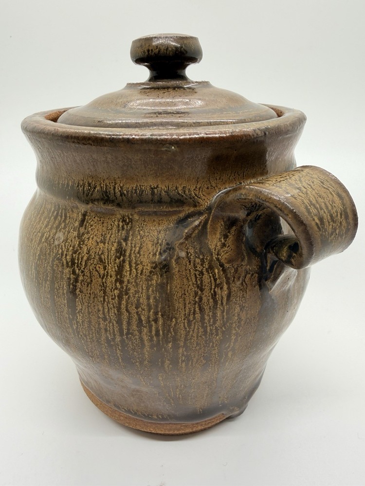 Handmade Stoneware Earthenware Pottery Snall Lidded Jar By Corey