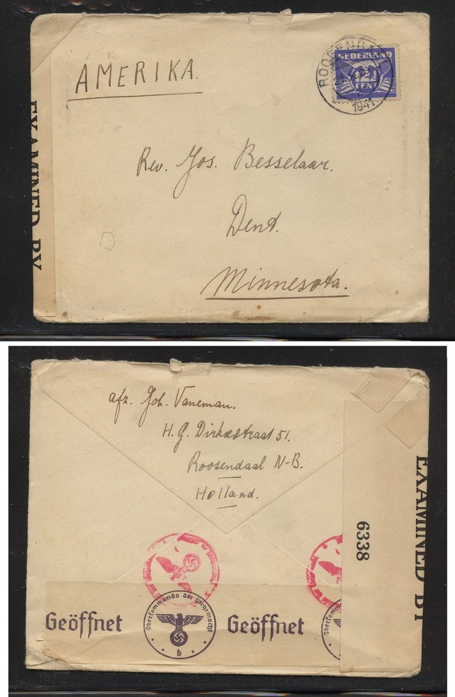Netherlands nice double censor cover       KL0315-41