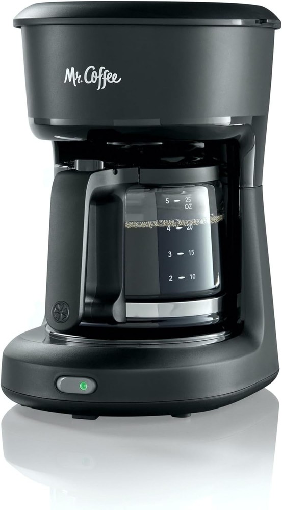 Classic Black 5-Cup Coffee Maker with Easy Water Window & Reusable Filter