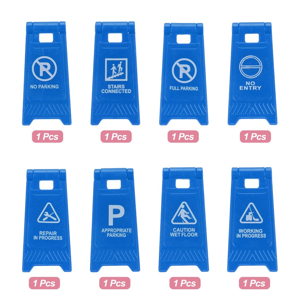 Miniature Warning Sign, Warning Signs (Blue, 8pcs)