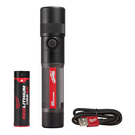 Milwaukee Tool 2161-21 Redlithium Usb Twist Focus Flashlight (1, 100 Lumens)