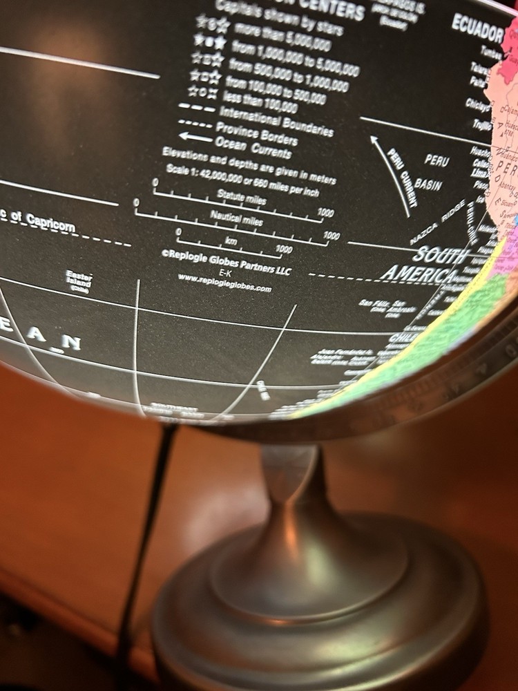 Replogle ScanGlobe Illuminated Tabletop Globe 30cm Metal Base Multicolor