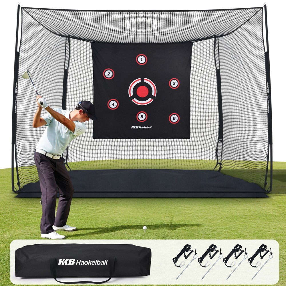 10x8x6ft Golf Hitting Net Cage Professional Golf Practice Net with Target Cloth