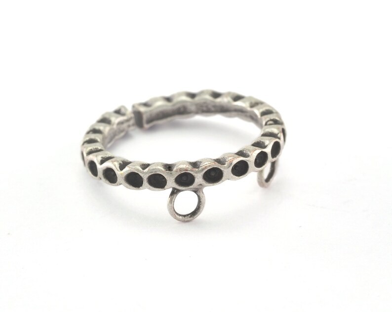 2 pcs Ring Adjustable Ring Bezel-Loop Antique Silver Plated brass(5us size)2694